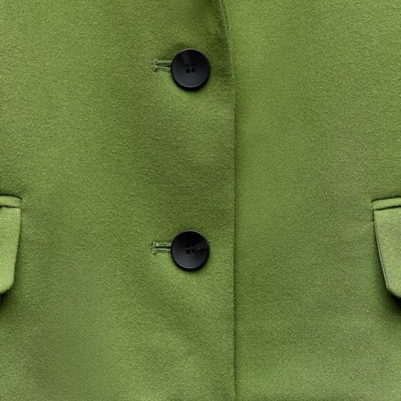 NWT Green Blazer FELT TEXTURE MULTI-POCKET BLAZER Size XS Color Lawn - Picture 9 of 12